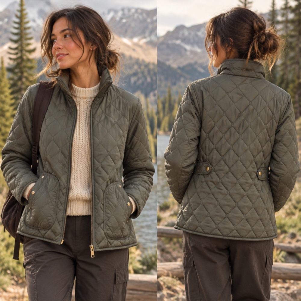 Eddie Bauer Women’s Year-Round Quilted Field Jacket Olive Green - L